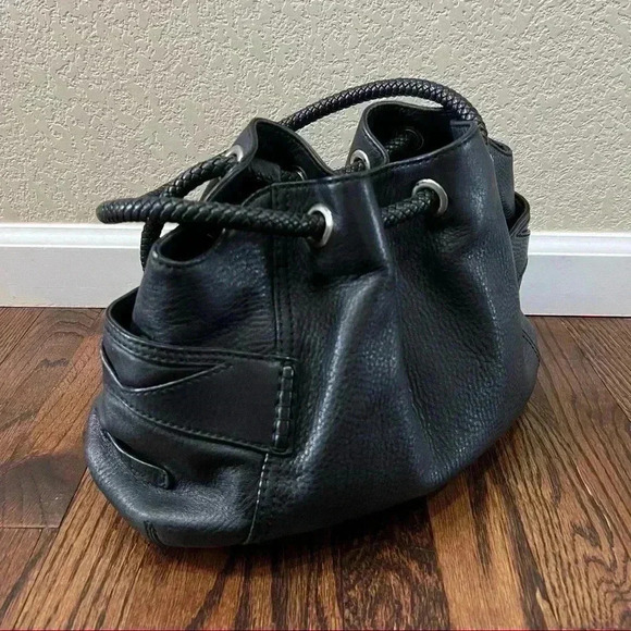 Cole Haan Black Leather Double Handle Side pockets  Shoulder Bag Purse - Picture 6 of 15